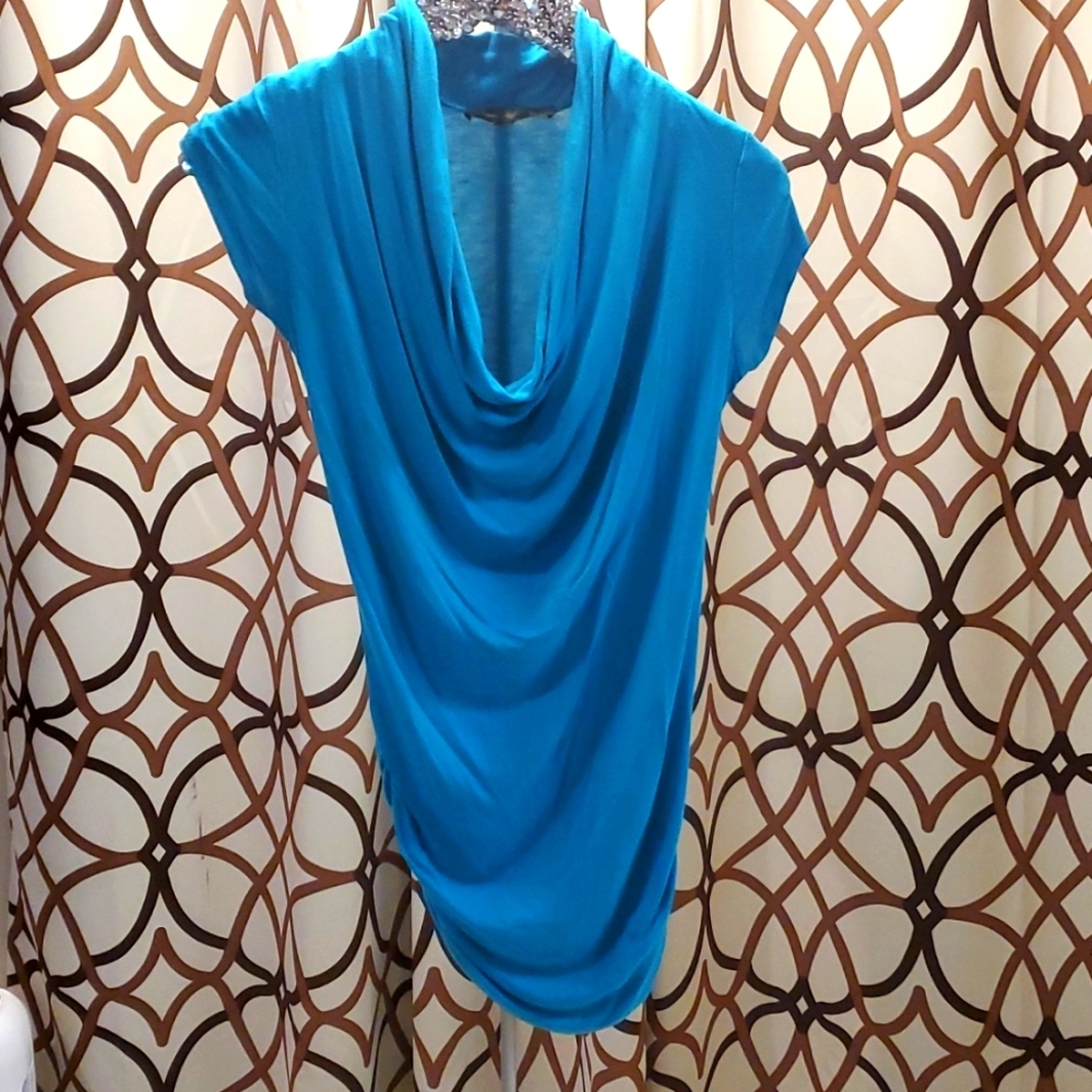 Small blue swoop neck top